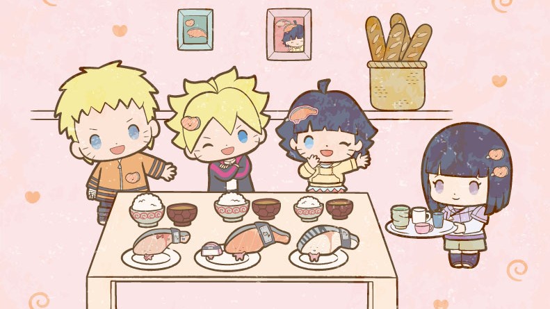 Boruto x Sanrio Characters Art Shows the Uzumaki and Uchiha Families